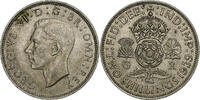 Großbritannien Florin, Two Shillings George VI, Silber, VZ, KM:855 -