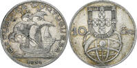 Portugal 10 Escudos Silber, VZ, KM:586 -