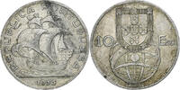 Portugal 10 Escudos Silber, VZ, KM:586 -