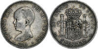 Spanien 5 Pesetas Alfonso XIII, Silber, S+, KM:689 -