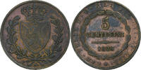 Italien 5 Centesimi Kingdom of Sardinia, Carlo Felice, Torino, Kupfer -