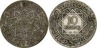 Marokko 10 Francs AH 1347/1928 (a) Mohammed V, Paris, Silber, S+, KM:38