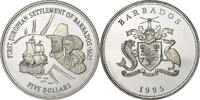 Barbados 5 Dollars Silber, STGL, KM:63 -