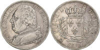 Frankreich 5 Francs Louis XVIII, Louis XVIII, Bordeaux, Silber, S+ -