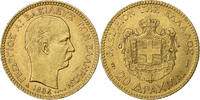 Griechenland 20 Drachmai George I, Paris, Gold, VZ+, KM:56 -