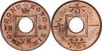 Hong Kong Mil 1866 Victoria, Birmingham, Bronze, NGC, UNZ, KM:3