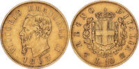 Italien 10 Lire Vittorio Emanuele II, Torino, Gold, SS+, KM:9 -