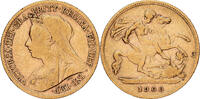 Großbritannien 1/2 Sovereign Victoria, London, Gold, S+, KM:784 -