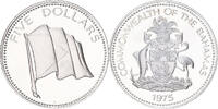 Bahamas 5 Dollars Elizabeth II, Franklin Mint, PP, Silber, UNZ, KM:67a -