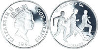 Cookinseln 5 Dollars Münze, Elizabeth II, World Cup 94.be, STGL -
