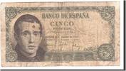 Spanien 5 Pesetas Geldschein, 1951-08-16, KM:140a, S -