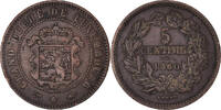 Luxemburg 5 Centimes Münze, William III, Paris, SS, Bronze, KM:22.2 -