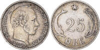 Dänemark 25 Öre Münze, Christian IX, Copenhagen, SS+, Silber -