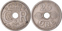 Dänemark 25 Öre Münze, Christian X, Copenhagen, S+, Kupfer-Nickel -