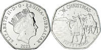 Gibraltar 50 Pence Münze, Christmas, UNZ, Cupronickel -