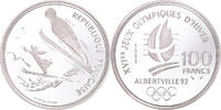 Frankreich 100 Francs Münze, 1992 Olympics,BE, STGL, Silber, KM:995 -