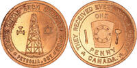 Kanada betaalpenning Masonic, Petrolia, Bruce Royal Arch, Chapter Penny, UNZ -