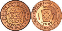 Kanada betaalpenning Masonic, North Bay, St John's, Chapter Penny, VZ, Kupfer -