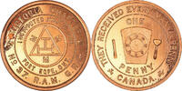 Kanada betaalpenning Masonic, Port Hope, Victoria, Chapter Penny, STGL, Kupfer -