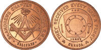 Kanada betaalpenning Masonic, Halifax, St Andrew, Chapter Penny, UNZ, Kupfer -