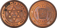 Kanada betaalpenning Masonic, Brockville, Sussex, Chapter Penny, VZ+, Kupfer -
