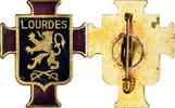 Frankreich Broche Lourdes, Excellent Quality, Gilt Metal, 39 X 31 -