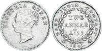 INDIA-BRITISH 2 Annas Münze, Victoria, Bombay, SS, Silber, KM:459.1 -