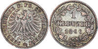 Deutsch Staaten Kreuzer Münze, FRANKFURT AM MAIN, Billon, SS+, Silber -