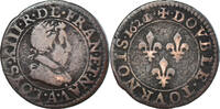 Frankreich Double Tournois Münze, Louis XIII, Paris, S+, Kupfer -
