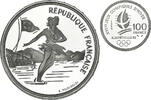 Frankreich 100 Francs Münze, patinage artistique, JO Albertville 92 -
