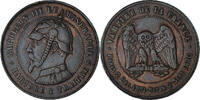 Frankreich 10 Centimes Münze, Napoleon III, SATIRICAL COINS, VZ, Bronze -