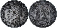 Frankreich 10 Centimes Münze, Napoléon III, Paris, Satirique, SS+ -