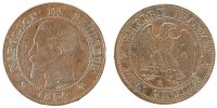 Frankreich 2 Centimes Münze, Napoleon III, Napoléon III, Bordeaux, SS -