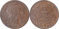 Frankreich 2 Centimes Münze, Dupuis, Paris, SS+, Bronze, KM:841 -