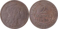 Frankreich 2 Centimes Münze, Dupuis, Paris, SS+, Bronze, KM:841 -
