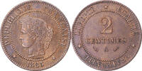 Frankreich 2 Centimes Cérès, Paris, Bronze, SS+, Gadoury:105, KM:827.1 -