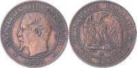 Frankreich 2 Centimes Münze, Napoleon III, Strasbourg, S+, Bronze -