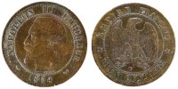 Frankreich 2 Centimes Münze, Napoleon III, Napoléon III, Lille, SS+ -