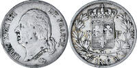 Frankreich 5 Francs Münze, Louis XVIII, Toulouse, S+, Silber, KM:711.9 -