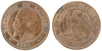 Frankreich 2 Centimes Münze, Napoleon III, Napoléon III, Marseille -
