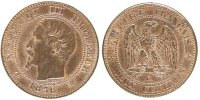 Frankreich 2 Centimes Münze, Napoleon III, Napoléon III, Bordeaux -