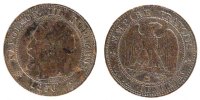 Frankreich 2 Centimes Münze, Napoleon III, Napoléon III, Marseille -