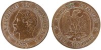 Frankreich 2 Centimes Münze, Napoleon III, Napoléon III, Marseille -