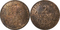 Frankreich 2 Centimes Dupuis, Paris, Bronze, SS+, Gadoury:107, KM:841 -