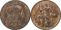 Frankreich 5 Centimes Dupuis, Paris, Bronze, SS+, Gadoury:165, KM:842 -