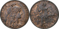 Frankreich 5 Centimes Dupuis, Paris, Bronze, SS+, Gadoury:165, KM:842 -