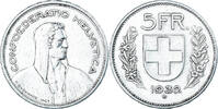 Schweiz 5 Francs Münze, Bern, S+, Silber, KM:40 -