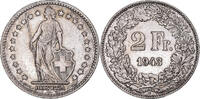 Schweiz 2 Francs Münze, Bern, SS+, Silber, KM:21 -
