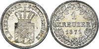Deutsch Staaten Kreuzer Münze, BAVARIA, Ludwig II, VZ+, Silber, KM:873 -