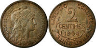 Frankreich 2 Centimes Münze, Dupuis, Paris, VZ, Bronze, Gadoury:107 -